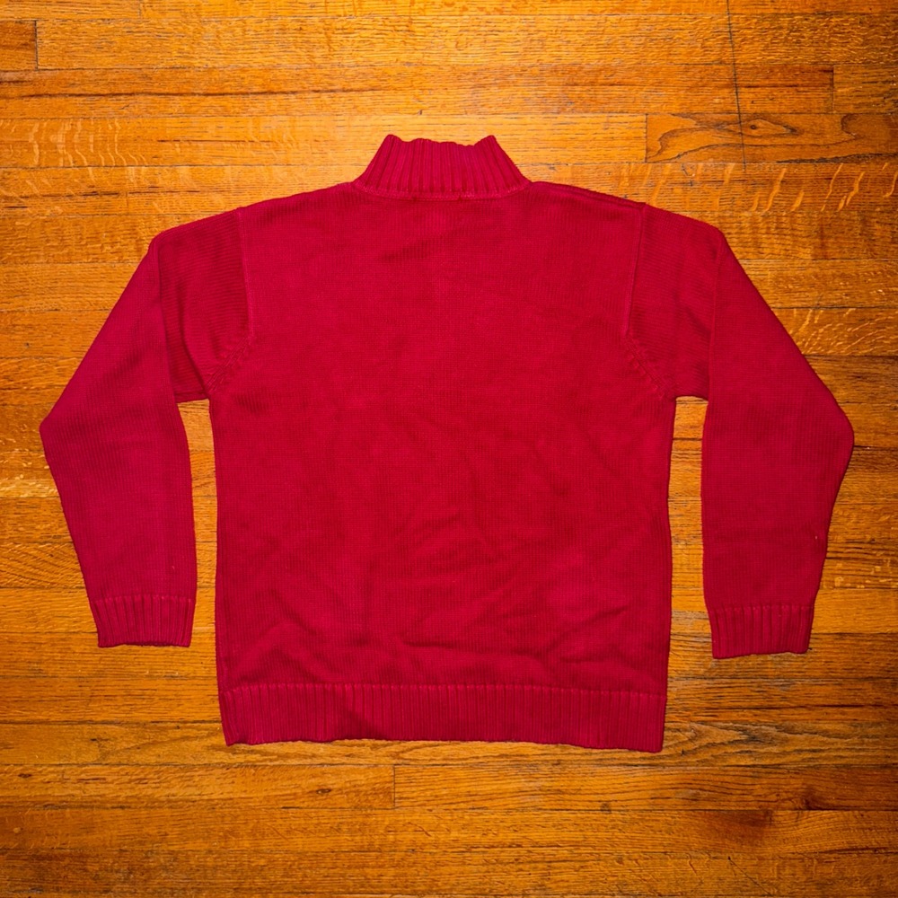 Lauren Ralph Lauren Petite Red Cotton‎ 1/4 Zip Sweater Crest Logo Size S - Picture 6 of 6